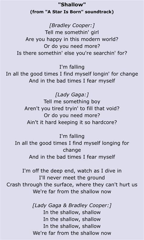 in the shallows lady gaga lyrics